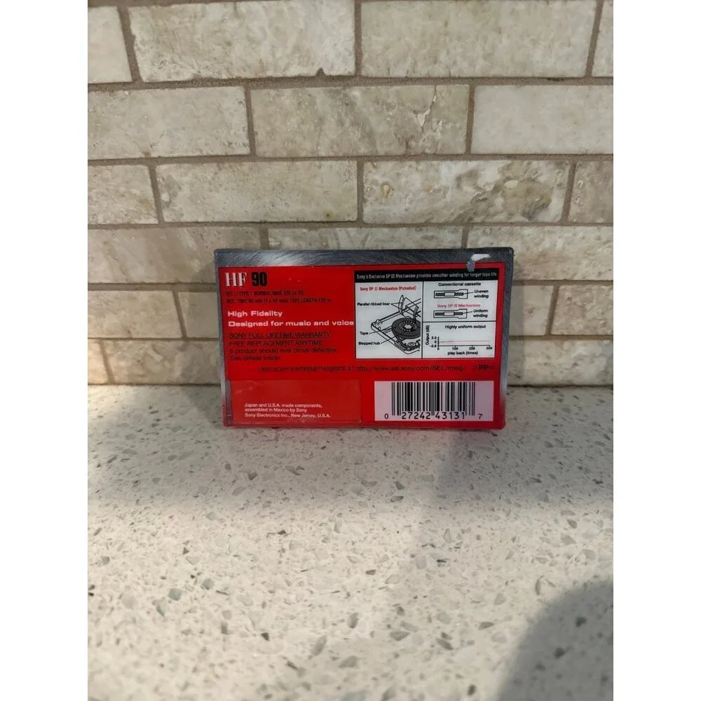 (1) Sony HF C-90HFL 90 Minute Audio Cassette Tape High Fidelity NEW Sealed Blank